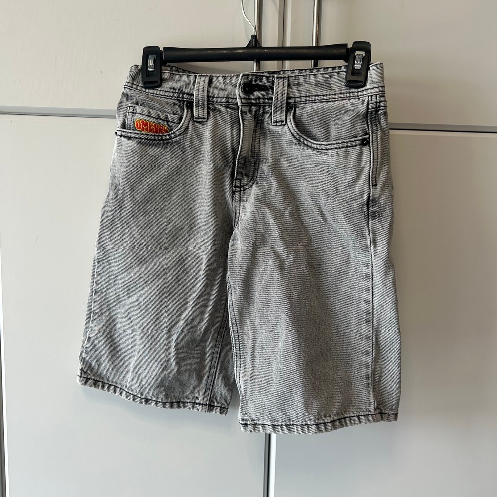 Empyre Grey Acid Wash Loose Fit Denim Skate Shorts Mens Size 24 Streetwear